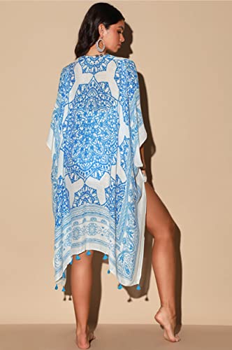 Breezy Lane Kimonos for Women Swimsuit Coverups Beach Cover Up Swimwear Cardigan Summer - color: B Azure