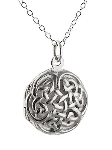 FashionJunkie4Life Sterling Silver Oval Locket Necklaces for Women, 18" Cable Chain - style: Celtic Knot