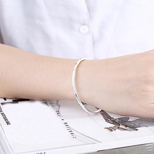 925 Sterling Silver Bracelets Open Adjustable Bangle Bracelet Teardrop Water Drop Cuff Bangles for Women - color: Pattern 3