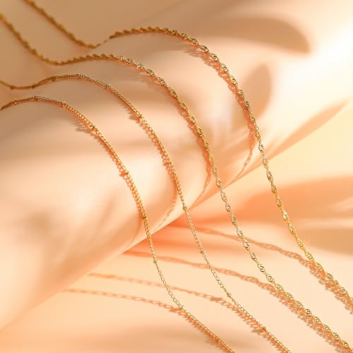 Akeoqi 2Pcs Waist Chain 18K Gold Plated Belly Belt Chains Sexy Layered Summer Beach Bikini Body Chain Satellite Beaded Pearl Coin Beads Wave Belly Jewelry Accessories for Women Adjustable - style: Bead