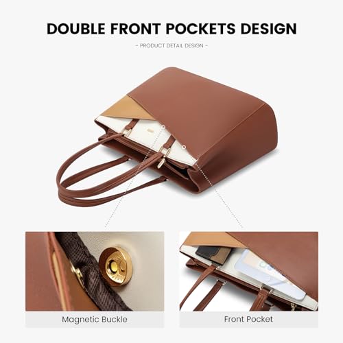 LOVEVOOK Laptop Tote Bag for Women, Office Work Bag Briefcase fit for 15.6 inch Laptop, Large Capacity Teacher Computer Bag Handbag Brown/Apricot/Beige - color: Brown/Apricot/Beige 15.6 Inch, size: 15.6 inch