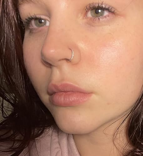 MODRSA Fake Nose Stud Fake Nose Ring Stud Fake Nose Piercing Fake Lip Ring Fake Earrings Stud Silver Gold Fake Cartilage Helix Earring Clip on Earring Hoop Fake Eyebrow Ring Fake Bridge Piercing - color: G1-Mix fake piercings- silver