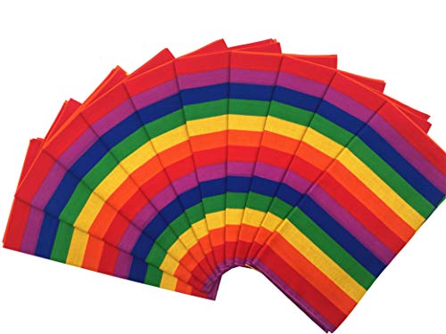 Vamqor 100% Cotton 10 Pack Fine Bandanas - color: Rainbow