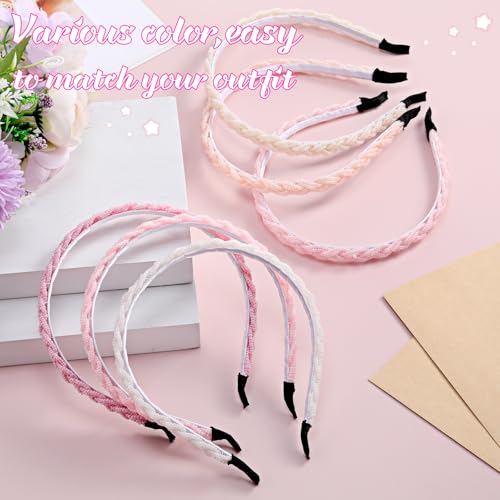 MTLEE 6 Pcs Beaded Headbands for Women Sparkly Crystal Non Slip Thin Beaded Hairbands for Women's Hair Colorful Fashion Handmade Gift Hair Hoop Accessories(Pink) - color: Pink