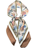 kcctoo 59” Long Silk Like Head Scarf Women's Fashion Square Neck Satin Scarfs for Bag Hair Scarves Gift 59 * 5.9” - color: Q2 Brown Leaf 59" X 5.9"