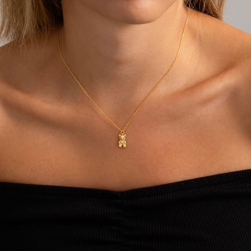 LLWOM Gold Necklace for Women-14k Gold Plated Infinity Necklace Star Of David Necklace Evil Eye Cross Pendants Heart Dainty Gold Necklace For Women - color: Gold, style: Bear Necklace