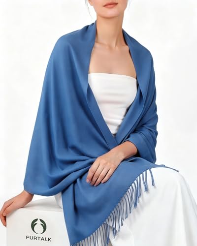 FURTALK Pashmina Shawl Wraps for Women Evening Dresses Blanket Scarves Fashion Scarf Wedding Gifts - color: Cobalt Bluedenim Blu