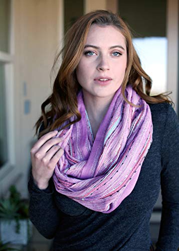Anika Dali (15 Colors) Shimmer Sparkle Infinity Scarf, Women's Festival Bliss Lightweight Fashion Shawl - color: Wisteria Purple