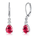 CiNily Teardrop Leverback Dangle Earrings for Women Hypoallergenic 14K Gold Plated Cubic Zircon Drop Earrings Fashion Crystal Earrings for Girls Jewelry Christmas Gifts - color: White Gold-Red CZ