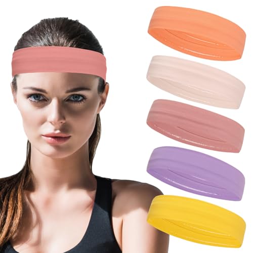 Workout Headbands Non Slip Headband Sport Headbands Sweatbands Elastic Sport Hair Bands for Sports Travel Indoor Fitness Gym - color: solid14