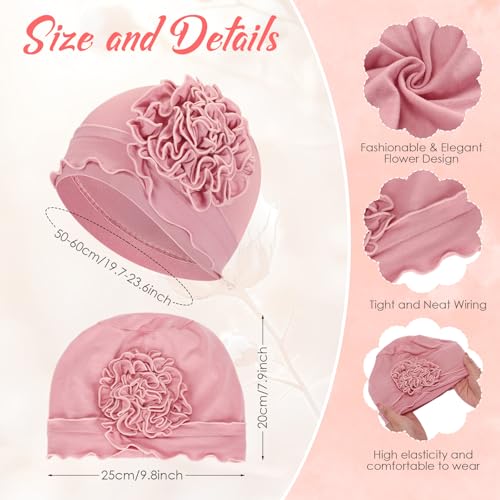 Geyoga Cotton Chemo Headwear Turban for Women Soft Elastic Cancer Hat Cancer Sleep Caps Head Wraps for Women with Hair Loss - color: Pink