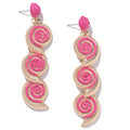 Boho Raffia Earrings Starfish Shell Seashell Dangle Drop Earrings Cute Statemnet Trendy Jewelry Summer Beach Outfits for Women - color: Hot Pink, size: Seashell