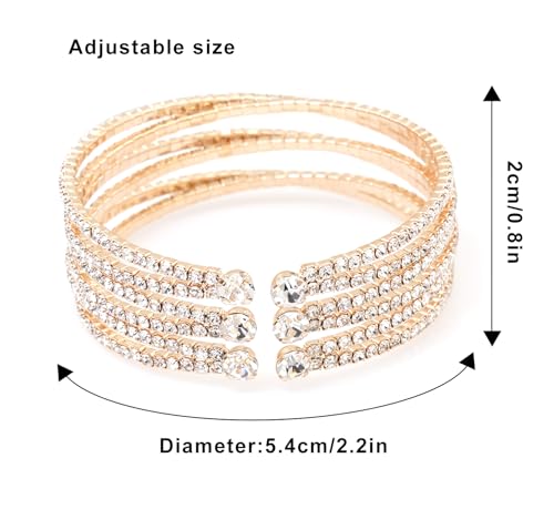 Rhinestone Bracelet for Women MultiLayer Crystal Cuff Bracelet Strand Layered Bracelet - color: Gold 5