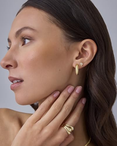 PAVOI 14K Gold Plated Dainty Flat Back Earrings for Women - Hypoallergenic Sterling Silver Posts Helix Cartilage Piercing Jewelry - Emoji Motif Bow Celestial Flatback Gold Stud Earrings Screw Back - style: Mushroom