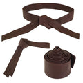 Woman's Obi Sash Tie Plus Size Waist Band Wide Solid Color Genuine Leather Belt - color: Brown