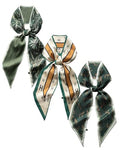 Raylarnia 3 Pack Satin Purse Bag Scarf for Women 59”Long Silky Scarves for Neck,Hair,Head,Handbag,Fashion Gift Set - color: Green Khaki (Plants/Tiger/Letter H)