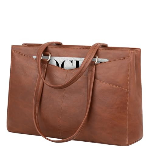 LOVEVOOK Laptop Tote Bag for Women, Office Work Bag Briefcase fit for 15.6 inch Laptop, Large Capacity Teacher Computer Bag Handbag - color: Dark Vintage Brown 15.6 Inch, size: 15.6 inch