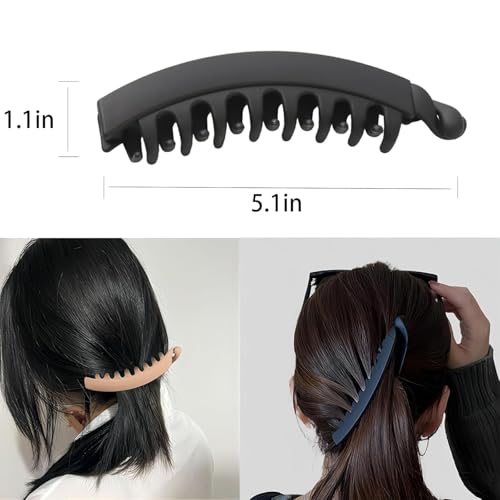 Banana Hair Clips for Women 5.1'' Large Claw Banana Clips for Thick Hair Cute Accessories 3pack - color: black,Dark Brown, coffee