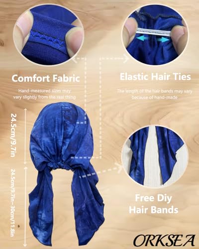 Chemo Headwear for Women Pre-Tied Head Scarf Headwraps Soft Turbans Cancer Hats Chemo Beanie Coverings Scarves - color: Deep Blue Pattern