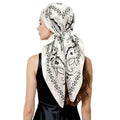 QIUTIMIY 35"x35" Like Silk Head Scarf for Women Satin Feel Large Square Scarf for Hair Wrapping and Sleeping Fashion Bandana - color: (90cm)square Scarf 7