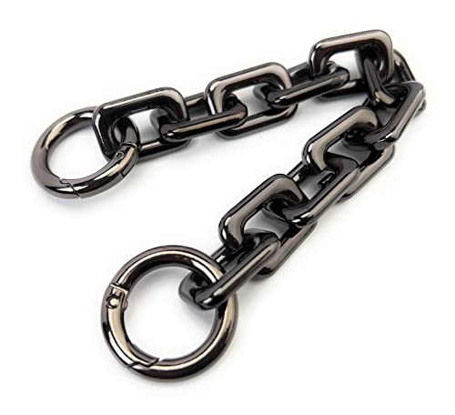 VersaKits 8.26'' Gunmetal Black Heavyweight Chunky Purse Chain Strap | Premium Zinc Alloy Luxury-Inspired Design Wear-Resistant Finish Easy Clip-On Installation DIY Bag Upgrades - color: Gunmetal Black, size: 8.26''(21cm)