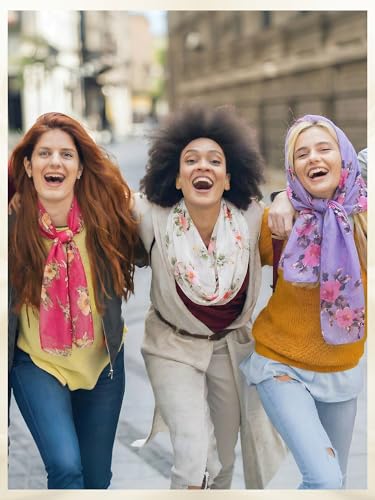 6 Pieces Scarves for Women Ladies Lightweight Silk Gorgeous Floral Pattern Lotus Print Chiffon Scarves - color: Multi Flower