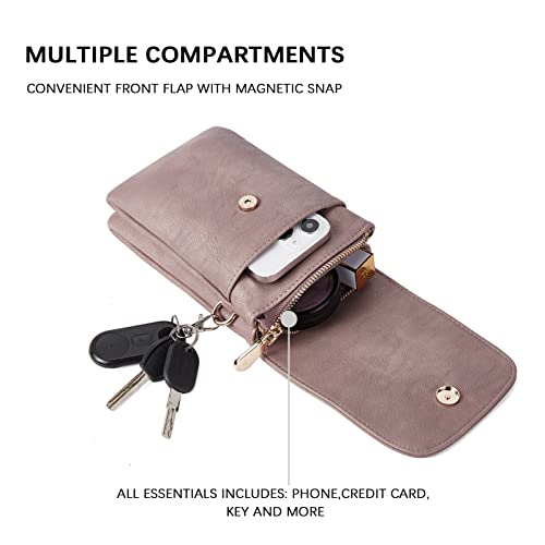 BOSTANTEN Vegan Leather Crossbody Bags for Women Designer Cell Phone Bag Wallet Purses Adjustable Strap - color: A-06-purple Lavender