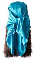 vabovin Satin Head Scarf for Women Solid Color, 35×35 in | Silk Feel Neckerchief, Hair Scarf, Fashion Bandana, Headscarf, Headband, Hair Wrap Sleeping, Daily Fashion Styling - color: 221 Blue