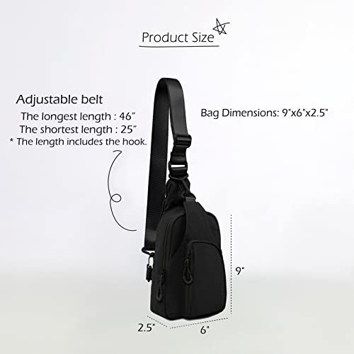 ODODOS Sling Bag with Adjustable Straps Crossbody Chest Bag Lightweight Backpack for Casual Traveling Hiking - color: Black