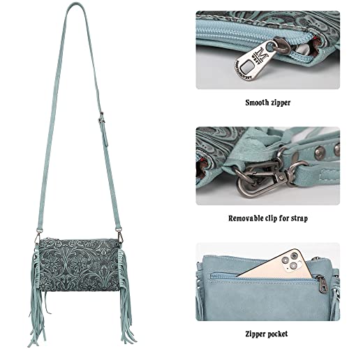 Montana West Western Purse for Women Crossbody Bag Wristlet Clutch Purse - color: A3turquoise