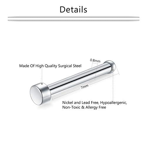 Mayhoop 20g Nose Rings Hoops And Studs For Women Men - Hypoallergenic 316L Surgical Stainless Steel L Shape Nose Screw Bone Silver Rose Gold Black Rainbow Pack 28Pcs - color: Nose Bone(Silver+Rose gold)