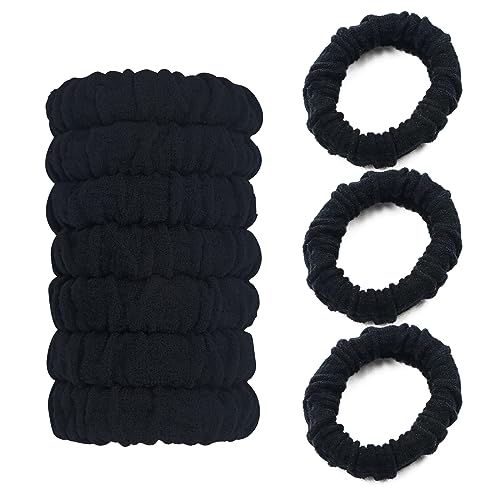 Youxuan No Damage Soft Polyester Hair Ties, No Tug Scrunchies Hair Bands with Strong Elasticity – Black - color: Black