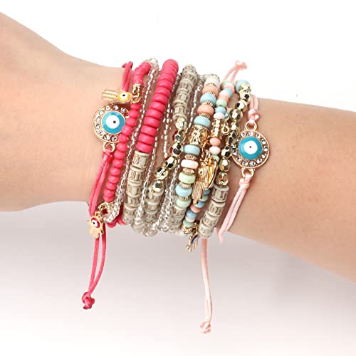 Bracelets Bohe Multilayer Chain Tassel Stackable Charm Stretch Statement Bracelet Set - color: Color2