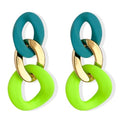 Charm Elegant Hollow Color Chain Acrylic Geometric Temperament Dangle Drop Earrings Bohemian Minimalist Hypoallergenic Jewelry Gift - color: Green Gold Green