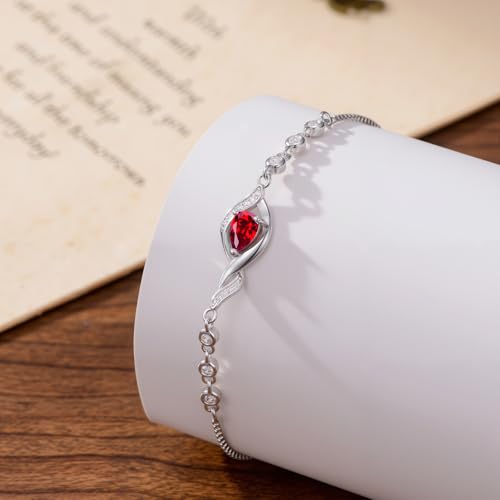 HPQQ Birthstone Bracelet for Women 925 Sterling Silver Infinity Love Jewelry Anniversary Birthday Mothers Day Gifts for Mom Wife Her - color: 07-July-Ruby