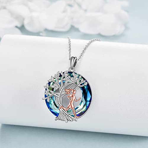 YFN Tree of Life Necklace Sterling Silver Crystal Jewelry Graduation Birthday Gifts for Women - color: Runner