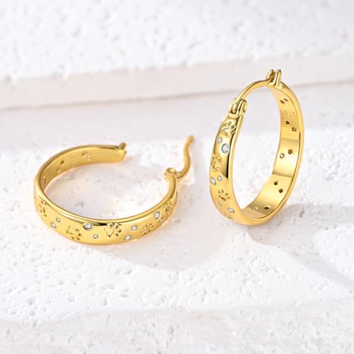 NARMO 925 Sterling Silver Hoop Earrings for Women Hypoallergenic Lightweight Simple Huggie Hoop Earrings Twisted Hoop Earrings Colorful Cubic Zirconia Hoop Earrings Rainbow Hoop Earrings - color: Pet Claws(Gold)
