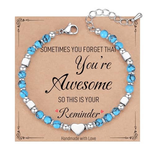 TONY & SANDY Tiny Beaded Bracelets for Women, Sometimes You Forget You're Awesome Gift, Unique Gifts for Women, Mom, Daughter, Wife, Coworker, Best Friend, Bestie, Granddaughter - style: Turquoise