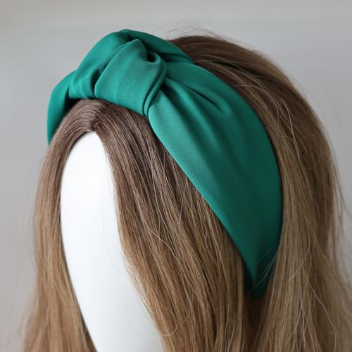 Cloth Wide Knotted Headbands for Women Fashion Headband Non Slip Head Bands Hair Accessories(Dark Green) - color: Dark Green