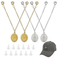 FINGERINSPIRE 4 Pcs Baseball Cap Chains 4.92inch Long 4 Styles 304 Stainless Steel Gold/Silver Hat Back Decoration With Oval Pendant for Trucker Hat Accessories Bar Party Supplies