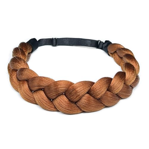 Braided Headbands Hair Piece for Women Synthetic Hair Hoops Head Bands Handmade Braid Hairband Stretch Plaited Hairs Headbands Fashion Hair Accessories - color: 30#-Medium Auburn
