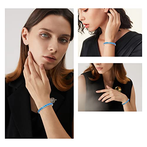 CiNily Womens Cuff Bracelet,Opal Bangle Bracelets Gold Plated Hypoallergenic Ladies Gemstone Open Cuff Bangle Bracelet - color: blue