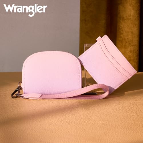 Wrangler KeyChain Wallet Wristlet Wallets for Women Dual Pouch Wristlet with Zipper Womens Credit Card Holder Wallet - color: A-Gradient Pink
