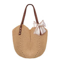 Peicees Crochet Woven Bag with Leak-Proof Lining for Women- Small Beach Purse Boho Shoulder Bag Summer Vacation Travel - color: Khaki