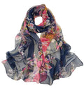 Xyueanlo Fashion Scarves for Women Lightweight Elegant Scarf Sunscreen Wraps Shawls - color: Peony Navy Blue