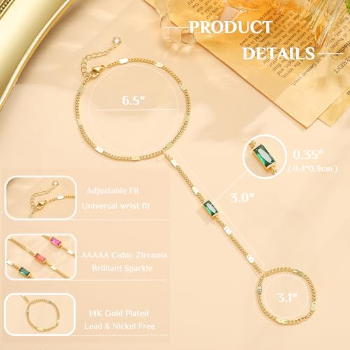 Birthstone Gold Bracelets for Women Trendy 14K Gold Plated Hand Chain Bracelet Stack Stackable Friendship Birthday Bracelets Gifts Christmas Stocking Stuffer for Women - color: 06 June