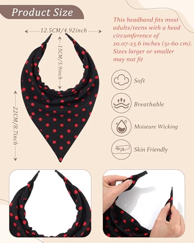 HAIMEIKANG Floral Bandana Headbands for Women Boho Hair Bandanas Scarf Triangle Kerchief Hair Bands Vintage Head Scarf(Black+Pink+Beige) - color: Black+Pink+Beige