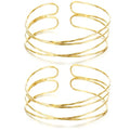 BOMAIL 2Pcs Gold Arm Cuff Bracelets Set for Women | Open Adjustable, large Upper Arm Bangles, Coil Swirl Armlet,Ren Faire Armband,Minimalist ,Goddess - style: B Style