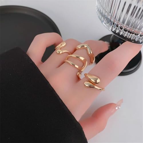 Chunky Gold Plated Stackable Rings Set for Women,Stackable Knuckle Rings Punk Rings Set Dainty Stacking Joint Midi Trendy Rings Sets Multiple Sizes Jewelry Set