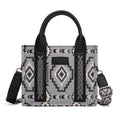 Wrangler Mini Aztec Tote Bag for Women Boho Small Top Handle Purse with Adjustable Strap - color: Boho Black